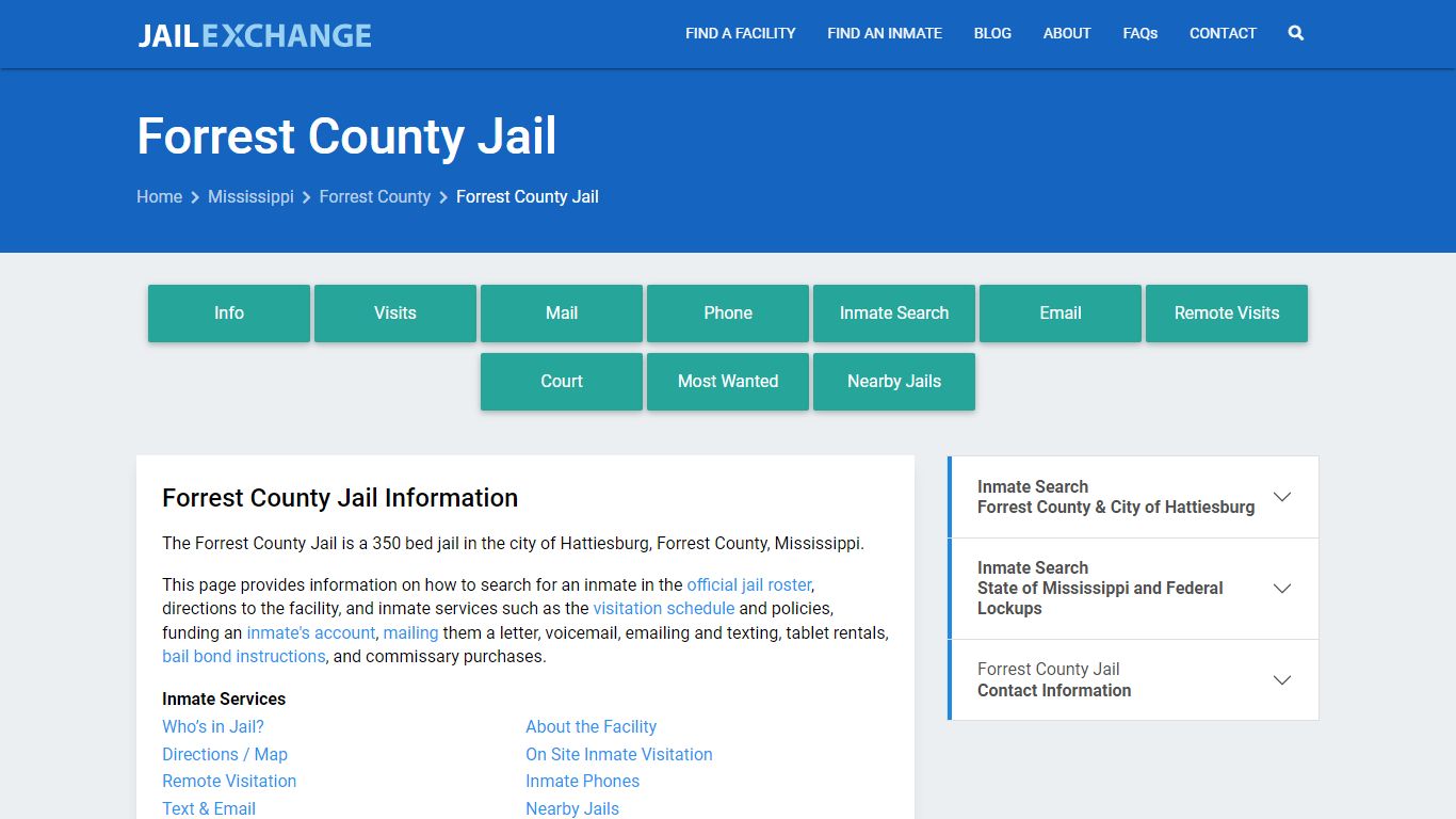 Forrest County Jail, MS Inmate Search, Information